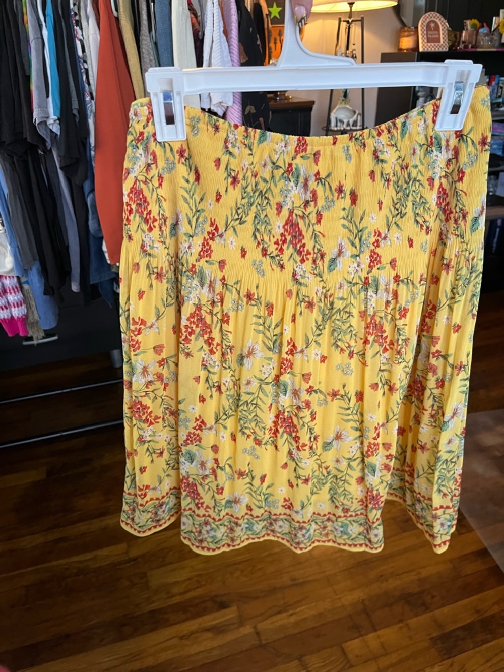 MAX STUDIO Gathered Waist Floral Print Skirt In Yellow Floral - Picture 3 of 6